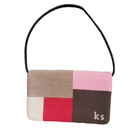 kate spade Bags Kate Spade Needlepoint Wool Color Block Leather Handle Bag Poshmark